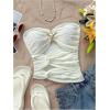 image:imageMakeMeChic Womens Bandeau Strapless Tube Top Backless Ruched Summer Sexy Cute Going Out TopsStar White