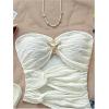 image:imageMakeMeChic Womens Bandeau Strapless Tube Top Backless Ruched Summer Sexy Cute Going Out TopsStar White