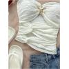 image:imageMakeMeChic Womens Bandeau Strapless Tube Top Backless Ruched Summer Sexy Cute Going Out TopsStar White