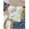 image:imageMakeMeChic Womens Bandeau Strapless Tube Top Backless Ruched Summer Sexy Cute Going Out TopsStar White