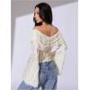image:imageMakeMeChic Womens Bell Sleeve Lace Tops Off The Shoulder Crop Tops Summer Boho Going Out TopsWhite