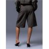 image:imageMakeMeChic Womens Bermuda Shorts Low Waist Knee Length Wide Leg Old Money ShortsBrown