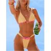 image:imageMakeMeChic Womens Boho Bikini Set Plaid Seashell Halter Triangle 2 Piece Bathing SuitPink