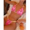 image:imageMakeMeChic Womens Boho Bikini Set Plaid Seashell Halter Triangle 2 Piece Bathing SuitPink