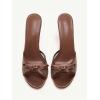 image:imageMakeMeChic Womens Bow Lace Heeled Sandals Leather Open Toe Dressy ShoesBronze