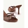 image:imageMakeMeChic Womens Bow Lace Heeled Sandals Leather Open Toe Dressy ShoesBronze