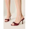 image:imageMakeMeChic Womens Bow Lace Heeled Sandals Leather Open Toe Dressy ShoesBurgundy