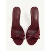 image:imageMakeMeChic Womens Bow Lace Heeled Sandals Leather Open Toe Dressy ShoesBurgundy