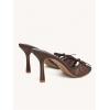 image:imageMakeMeChic Womens Bow Lace Heeled Sandals Leather Open Toe Dressy ShoesMocha Brown