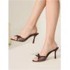 image:imageMakeMeChic Womens Bow Lace Heeled Sandals Leather Open Toe Dressy ShoesMocha Brown