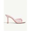 image:imageMakeMeChic Womens Bow Lace Heeled Sandals Leather Open Toe Dressy ShoesPink