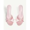 image:imageMakeMeChic Womens Bow Lace Heeled Sandals Leather Open Toe Dressy ShoesPink