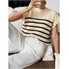 image:imageMakeMeChic Womens Bow Sweater Cute Summer Tops Plaid Short Sleeve Crew Neck Y2K Knitted PulloverApricot