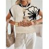 image:imageMakeMeChic Womens Bow Sweater Cute Summer Tops Plaid Short Sleeve Crew Neck Y2K Knitted PulloverApricot a