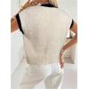 image:imageMakeMeChic Womens Bow Sweater Cute Summer Tops Plaid Short Sleeve Crew Neck Y2K Knitted PulloverApricot a