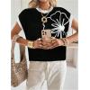 image:imageMakeMeChic Womens Bow Sweater Cute Summer Tops Plaid Short Sleeve Crew Neck Y2K Knitted PulloverBlack