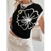 image:imageMakeMeChic Womens Bow Sweater Cute Summer Tops Plaid Short Sleeve Crew Neck Y2K Knitted PulloverBlack