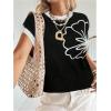 image:imageMakeMeChic Womens Bow Sweater Cute Summer Tops Plaid Short Sleeve Crew Neck Y2K Knitted PulloverBlack