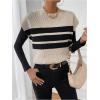 image:imageMakeMeChic Womens Bow Sweater Cute Summer Tops Plaid Short Sleeve Crew Neck Y2K Knitted PulloverKhaki