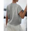 image:imageMakeMeChic Womens Bow Sweater Cute Summer Tops Plaid Short Sleeve Crew Neck Y2K Knitted PulloverLight Grey