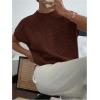 image:imageMakeMeChic Womens Bow Sweater Cute Summer Tops Plaid Short Sleeve Crew Neck Y2K Knitted PulloverMocha Brown