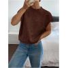 image:imageMakeMeChic Womens Bow Sweater Cute Summer Tops Plaid Short Sleeve Crew Neck Y2K Knitted PulloverMocha Brown