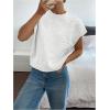 image:imageMakeMeChic Womens Bow Sweater Cute Summer Tops Plaid Short Sleeve Crew Neck Y2K Knitted PulloverWhite