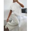 image:imageMakeMeChic Womens Bow Sweater Cute Summer Tops Plaid Short Sleeve Crew Neck Y2K Knitted PulloverWhite
