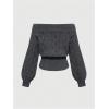 image:imageMakeMeChic Womens Cable Knit Cropped Sweaters Off The Shoulder Long Sleeve Going Out Pullovers TopGrey