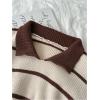 image:imageMakeMeChic Womens Collared Striped Sweater Long Sleeve Knit Fall Winter Sweaters Preppy TopsMulticolor