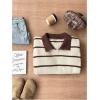 image:imageMakeMeChic Womens Collared Striped Sweater Long Sleeve Knit Fall Winter Sweaters Preppy TopsMulticolor