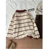 image:imageMakeMeChic Womens Collared Striped Sweater Long Sleeve Knit Fall Winter Sweaters Preppy TopsMulticolor B
