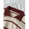 image:imageMakeMeChic Womens Collared Striped Sweater Long Sleeve Knit Fall Winter Sweaters Preppy TopsMulticolor B