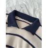 image:imageMakeMeChic Womens Collared Striped Sweater Long Sleeve Knit Fall Winter Sweaters Preppy TopsMulticolor C