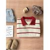 image:imageMakeMeChic Womens Collared Striped Sweater Long Sleeve Knit Fall Winter Sweaters Preppy TopsRed and White