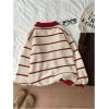 image:imageMakeMeChic Womens Collared Striped Sweater Long Sleeve Knit Fall Winter Sweaters Preppy TopsRed and White