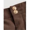 image:imageMakeMeChic Womens Corduroy High Waist Skirt Metal Button Pleated A Line Flare Skater Short SkirtsBrown