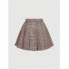 image:imageMakeMeChic Womens Corduroy High Waist Skirt Metal Button Pleated A Line Flare Skater Short SkirtsMulticolor
