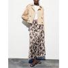 image:imageMakeMeChic Womens Cow Print Satin Maxi Skirt A Line Flared Long SkirtsBrown