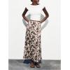 image:imageMakeMeChic Womens Cow Print Satin Maxi Skirt A Line Flared Long SkirtsBrown