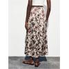 image:imageMakeMeChic Womens Cow Print Satin Maxi Skirt A Line Flared Long SkirtsBrown