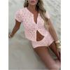 image:imageMakeMeChic Womens Crochet 2 Piece Sets Boho Tops Mini Shorts Swimsuit Coverup Beach Vacation OutfitsLight Pink