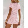 image:imageMakeMeChic Womens Crochet 2 Piece Sets Boho Tops Mini Shorts Swimsuit Coverup Beach Vacation OutfitsLight Pink