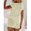 image:imageMakeMeChic Womens Crochet 2 Piece Sets Boho Tops Mini Shorts Swimsuit Coverup Beach Vacation OutfitsYellow