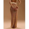 image:imageMakeMeChic Womens Crochet Sequin Skirt Swimsuit Coverup Summer Beach Fishtail Maxi SkirtsGold