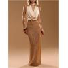 image:imageMakeMeChic Womens Crochet Sequin Skirt Swimsuit Coverup Summer Beach Fishtail Maxi SkirtsGold
