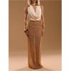 image:imageMakeMeChic Womens Crochet Sequin Skirt Swimsuit Coverup Summer Beach Fishtail Maxi SkirtsGold