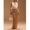 image:imageMakeMeChic Womens Crochet Sequin Skirt Swimsuit Coverup Summer Beach Fishtail Maxi SkirtsGold