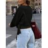 image:imageMakeMeChic Womens Cropped Sweaters Spring Wrap Sweater V Neck Tie Front Long Sleeve Knit TopsBlack