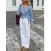 image:imageMakeMeChic Womens Cropped Sweaters Spring Wrap Sweater V Neck Tie Front Long Sleeve Knit TopsBlue
